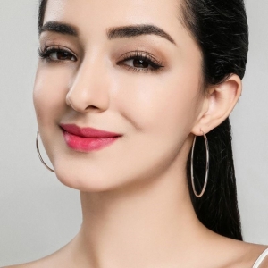 Cercei rotunzi argint 925, JW1785, model elegant, placati cu rodiu - Img 3