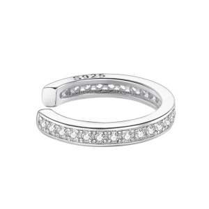 Cercel ear cuff argint 925, JW976, model cu pietre, placat cu rodiu - Img 1