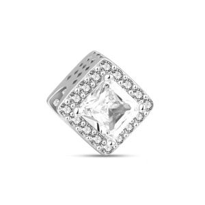 Charm/talisman argint 925, JW1162, model romb, placat cu rodiu - Img 1