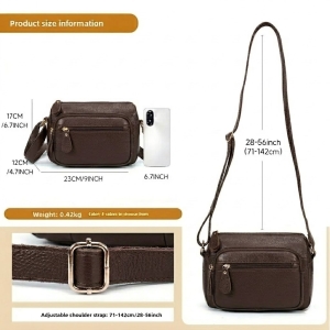 Geanta de dama, Caroline GT3835, piele naturala, Maro inchis - Img 5