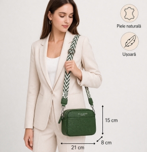 Geanta de dama, Leocadia GT2766, piele naturala, Verde