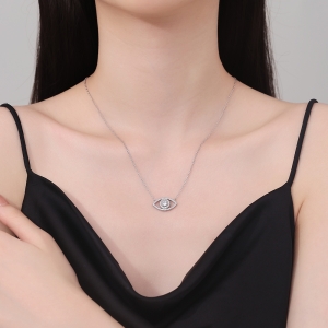 Lantisor argint 925, JW1240, model ochisor, placat cu rodiu - Img 2