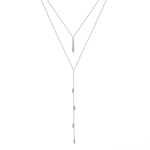 Lantisor argint 925, JW1767, model dublu lung, placat cu rodiu