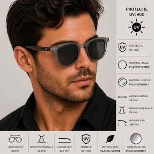Ochelari de soare unisex, SG037, Gri - Img 3