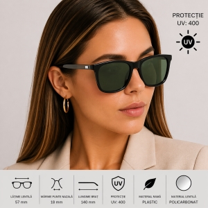Ochelari de soare unisex, SG057, Negru/Gri inchis - Img 2