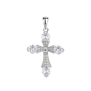 Pandantiv argint 925, JW1279, model cruce, placat cu rodiu - Img 1