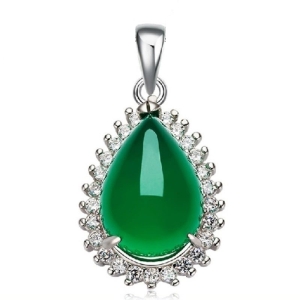 Pandantiv argint 925, JW1291, model elegant cu piatra verde, placat cu rodiu - Img 1