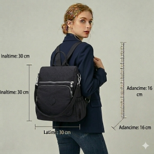 Rucsac dama Aila GT1842, antifurt, material textil, negru - Img 2