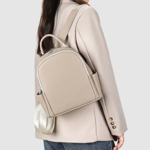 Rucsac dama, Marinela GT3848, piele naturala, Crem - Img 2