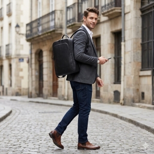 Rucsac unisex Delis, Blanchefleur GT2589, piele naturala, Negru - Img 2