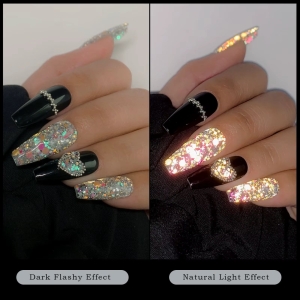 Set 6 sclipici unghii reflective Marquise, GLITTER03, Multicolor - Img 5