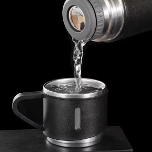 Set Cadou Termos Premium 500 ml + 3 Cani din Inox, TRM013, Gri - Img 5