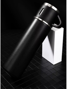 Set Cadou Termos Premium 500 ml + 3 Cani din Inox, TRM08, Negru - Img 3