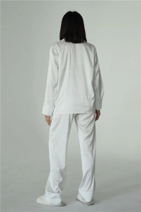 Set pijama dama din doua piese, cu nasturi – 2401699, Alb - Img 2