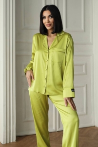 Set pijama dama din doua piese, cu nasturi – 2500004, Verde olive - Img 6