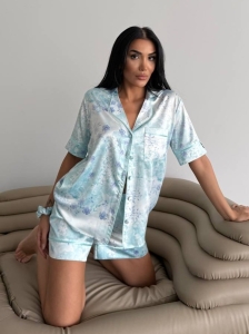 Set pijama dama din doua piese, cu nasturi – 2500096, Fresh Mint Garden - Img 2