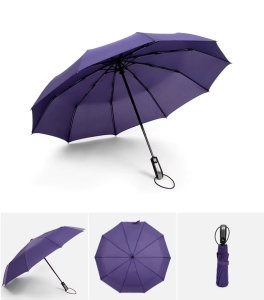 Umbrela pliabila pentru ploaie si soare, 10 spite, diametru 105 cm, protectie UV, UMB015, Mov - Img 2