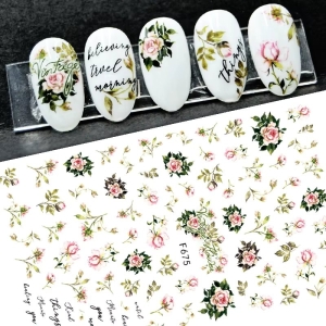 Abtibilduri unghii Marquise, STICKER33, Verde/Roz