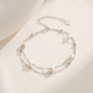 Bratara din argint 925 pentru dama, JW1551, model dublu cu perle, placata cu rodiu - Img 4