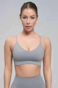 Bustieră Sport Push-Up cu Bretele Versatile, 53613, gri - Img 4