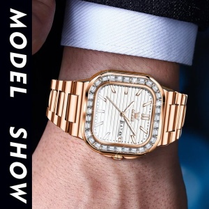 Ceas barbatesc Olevs CS1639, otel inoxidabil, rose gold, cadran alb - Img 2