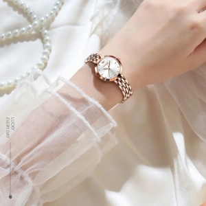 Ceas de dama Olevs CS1558, otel inoxidabil, rose gold, cadran alb - Img 3
