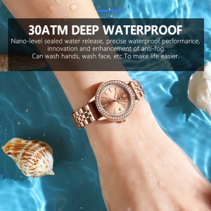 Ceas de dama Poedagar CS1674, otel inoxidabil, rose gold, cadran rosu - Img 3