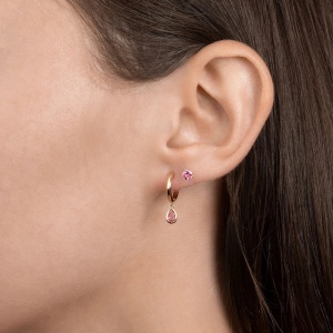 Cercei argint 925, JW1045, model elegant roz, placati cu aur - Img 2