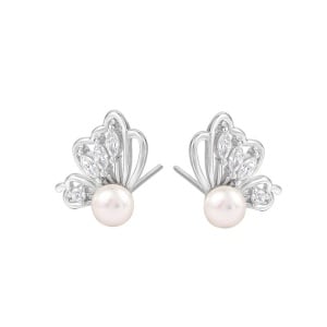 Cercei argint 925, JW1104, model fluture, placati cu rodiu - Img 1