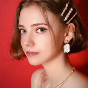 Cercei argint 925, JW1736, model perla neregulata, placati cu rodiu - Img 2
