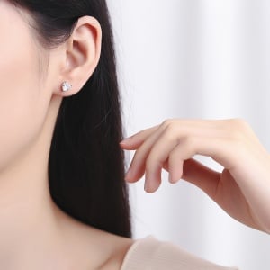 Cercei argint 925, JW720, model inima cu zirconiu, placati cu rodiu - Img 2