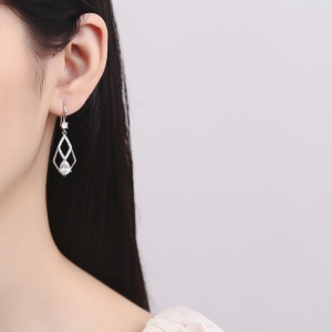 Cercei argint 925, JW838, model elegant, placati cu rodiu - Img 2