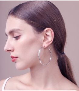 Cercei rotunzi argint 925, JW1785, model elegant, placati cu rodiu - Img 2
