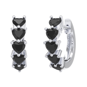Cercei rotunzi argint 925, JW1799, model cu zirconiu negru, placati cu rodiu