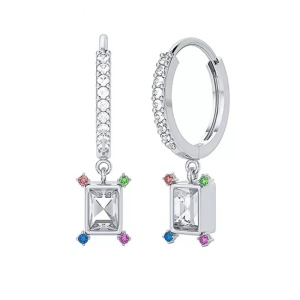 Cercei rotunzi argint 925, JW949, model elegant, placati cu rodiu - Img 1