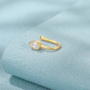 Cercel ear cuff argint 925, JW1672, model elegant, placat cu aur - Img 2