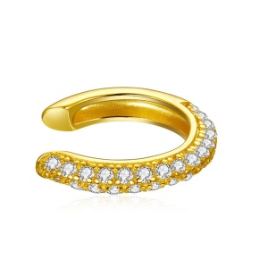Cercel ear cuff argint 925, JW977, model cu pietre, placat cu aur - Img 1