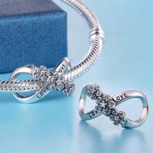 Charm/talisman argint 925, JW1163, model infinit, placat cu rodiu - Img 2