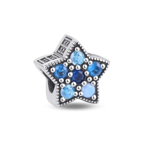 Charm/talisman argint 925, JW1193, model stea, placat cu rodiu - Img 1