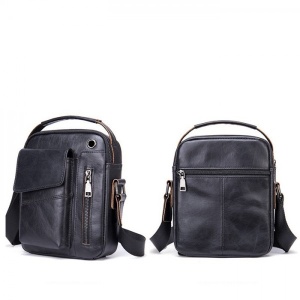 Geanta de umar pentru barbati, Harry GT1402, piele naturala, model negru - Img 3