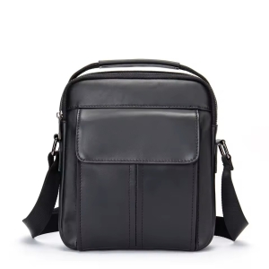 Geanta de umar pentru barbati Khaiel GT3904, piele naturala, neagra
