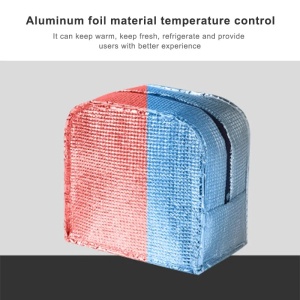 Geantă termoizolantă pentru pranz, textil, buzunar frontal, gri - Img 3