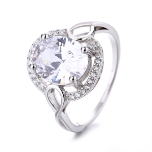 Inel argint 925, JW1308, model elegant cu piatra, placat cu rodiu - Img 1