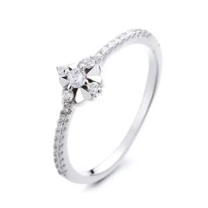 Inel argint 925, JW1328, model floare, placat cu rodiu - Img 1