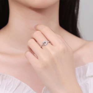 Inel argint 925, JW1380, model inima si potcoava, placat cu rodiu - Img 2