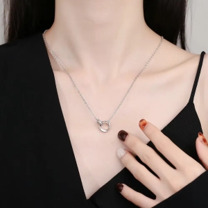Lantisor argint 925, JW1248, model cerc, placat cu rodiu - Img 2