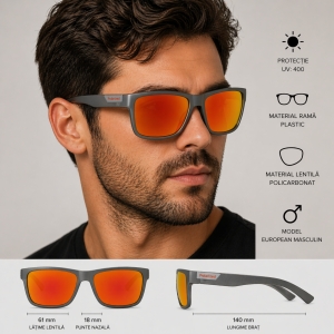 Ochelari de soare unisex, SG026, Gri - Img 3