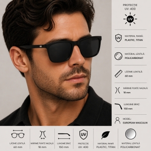 Ochelari de soare unisex, SG059, Negru - Img 3