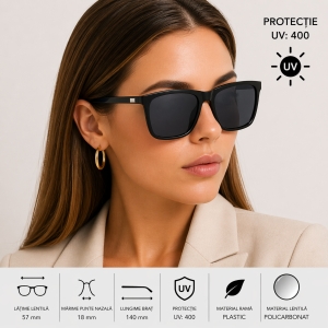 Ochelari de soare unisex, SG060, Negru/Gri inchis - Img 2