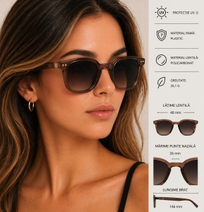 Ochelari de soare unisex, SG123, Maro - Img 2